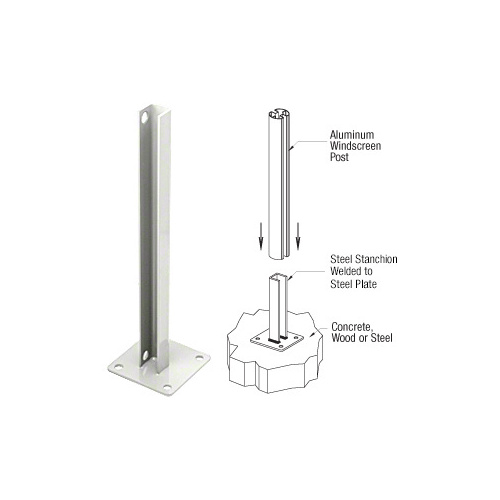 CRL PSB3CW Sky White AWS Steel Stanchion for 90 Degree Rectangular Corner Post