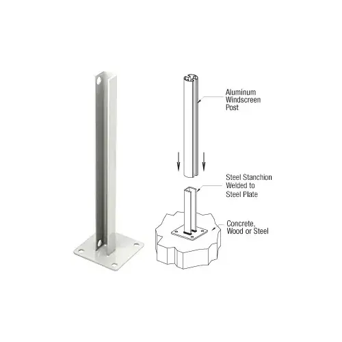 Sky White Steel Stanchion for 135 Degree Rectangular Center Posts