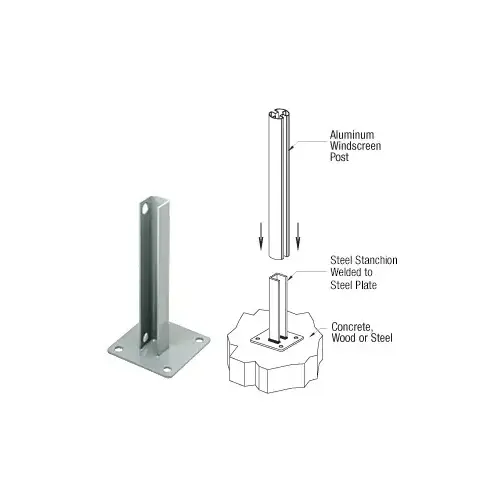 CRL PSB2AAGY Agate Gray AWS Steel Stanchion for 90 Degree Round Corner Posts