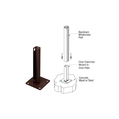 Bronze AWS Steel Stanchion for 135 Degree Rectangular Center Posts