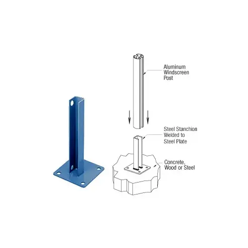 Custom Color AWS 135 Degree Welded Steel Surface Mount Stanchion For Round Center Post Powder Coated