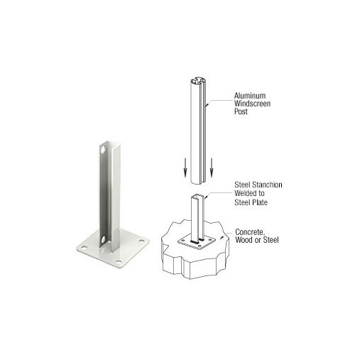 CRL PSB3AW Sky White AWS Steel Stanchion for 90 Degree Rectangular Corner Posts