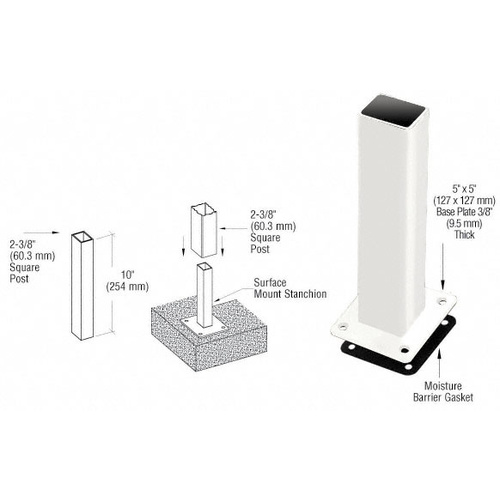 Sky White ARS Surface Mount Stanchion