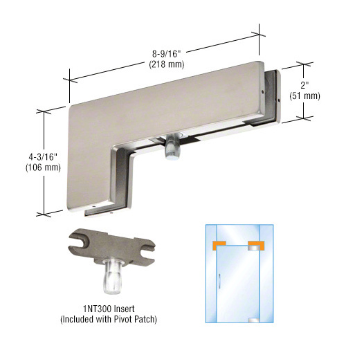 KABA Brushed Stainless Sidelite Mounted Transom Patch Fitting with Pivot