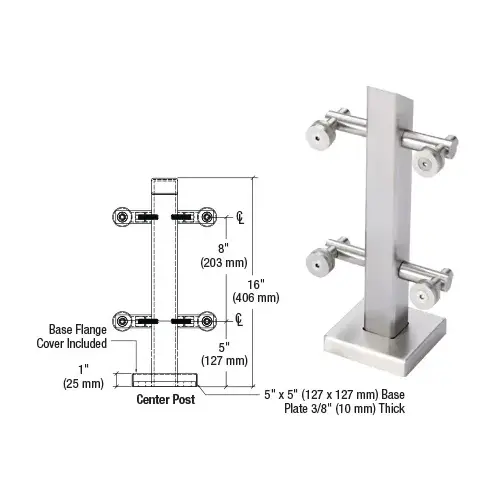 CRL PWC1CBS 316 Brushed Stainless Point Supported Center Post