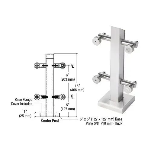 CRL PWC1CPS 316 Polished Stainless Point Supported Center Post