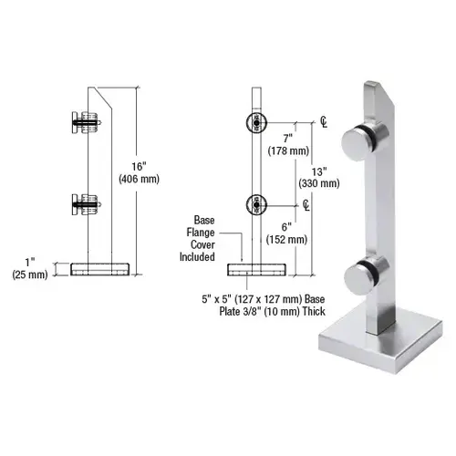 CRL PWC2BS 316 Brushed Stainless Point Supported Mini Post