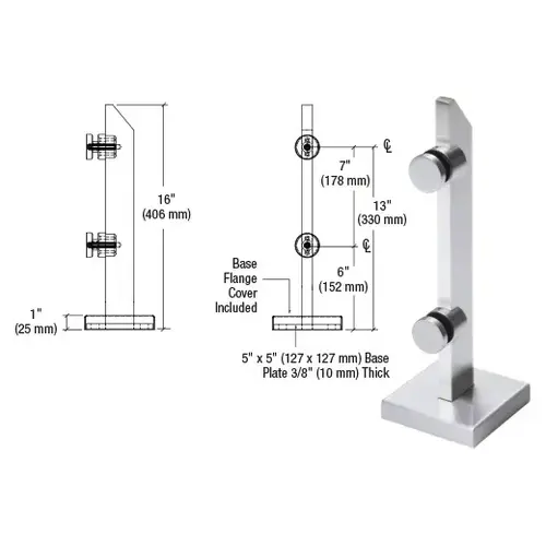 CRL PWC2PS 316 Polished Stainless Point Supported Mini Post