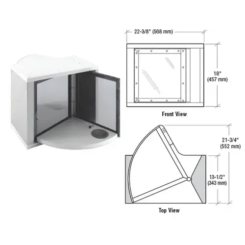 Satin Anodized Bullet Resistant Quarter Round Pivot Server