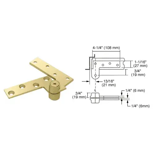 Rixson R180PB Polished Brass 3/4" Offset Top Pivot