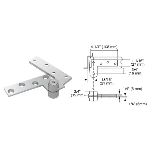 Polished Chrome 3/4" Offset Top Pivot