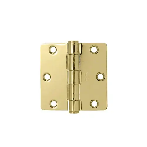 Polished Brass 3-1/2" x 3-1/2" Residential Hinge 1/4" Radius Pair