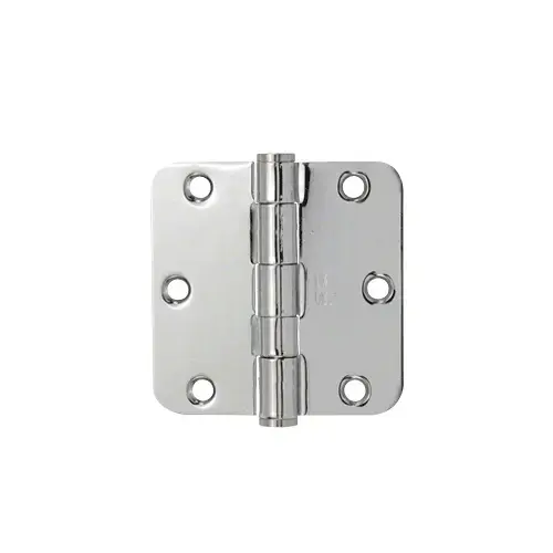 Brite Chrome 3-1/2" x 3-1/2" Residential Hinge 5/8" Radius Pair