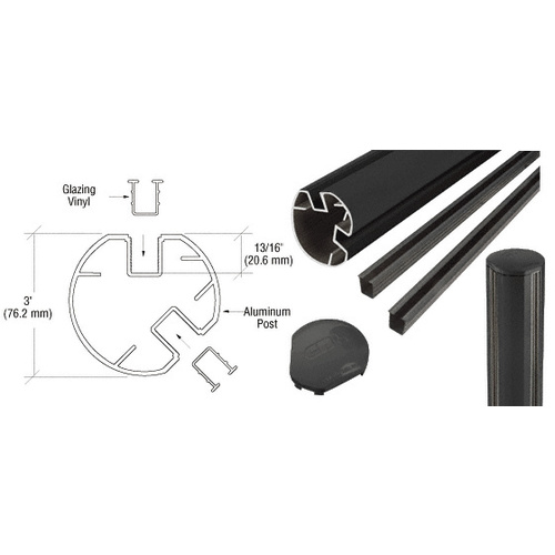 Matte Black AWS 3" Diameter Round 135 Degree 60" Post Kit