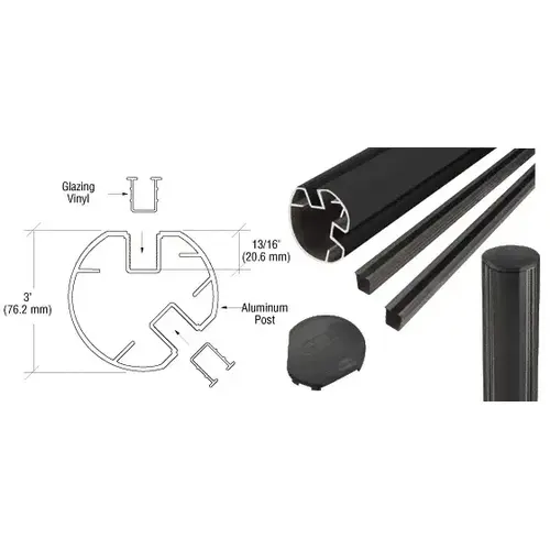 Matte Black AWS 3" Diameter Round 135 Degree 72" Post Kit