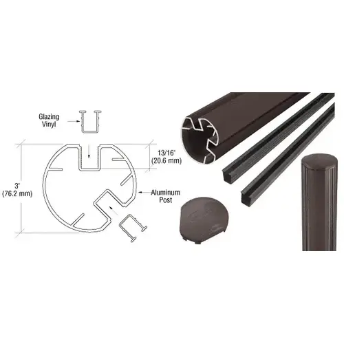 Matte Bronze AWS 3" Diameter Round 135 Degree 48" Post Kit