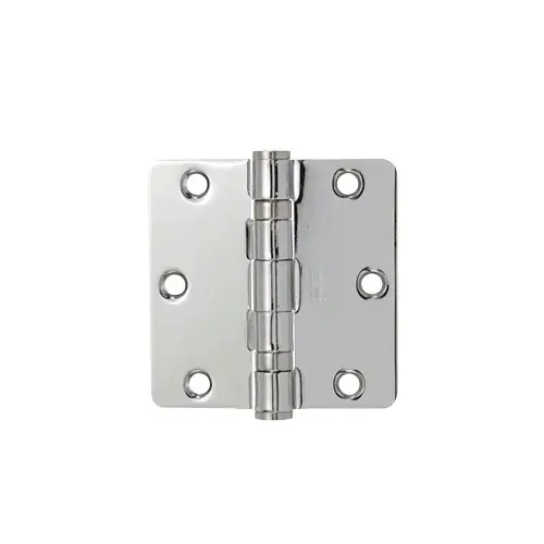 Brite Chrome 3-1/2" x 3-1/2" Residential Bearing Hinge 1/4" Radius Pair