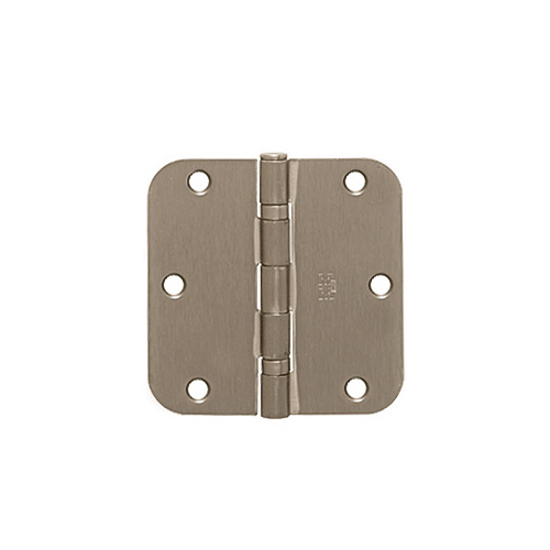 Dull Nickel 3-1/2" x 3-1/2" Residential Bearing Hinge 5/8" Radius Pair