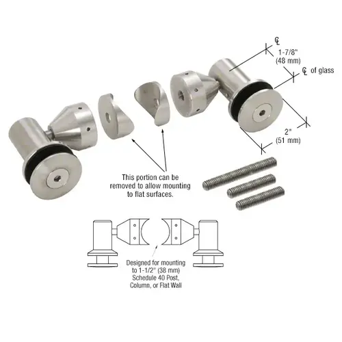 CRL RB50FBS Brushed Stainless Double Arm Fixed Fitting Set for 1/2" Glass