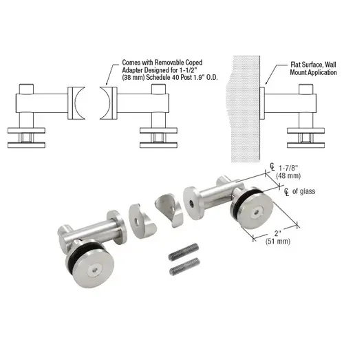 CRL RB51FPS 316 Polished Stainless Double Arm Fixed Fitting Set for 1/2" Glass