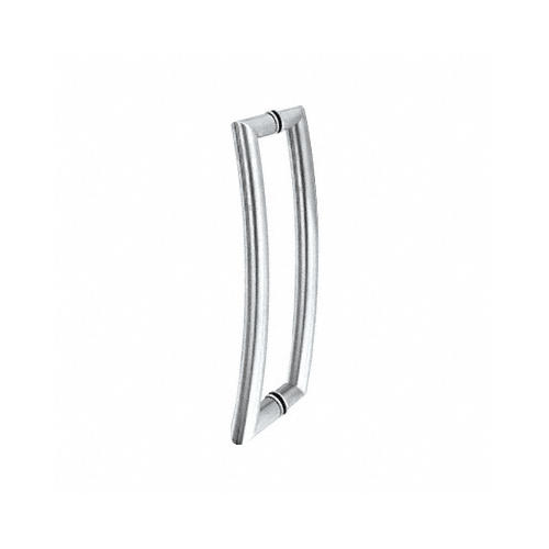 Polished Stainless Glass Mounted Curved Tubular Back-to-Back Pull Handle - 12" (305 mm)