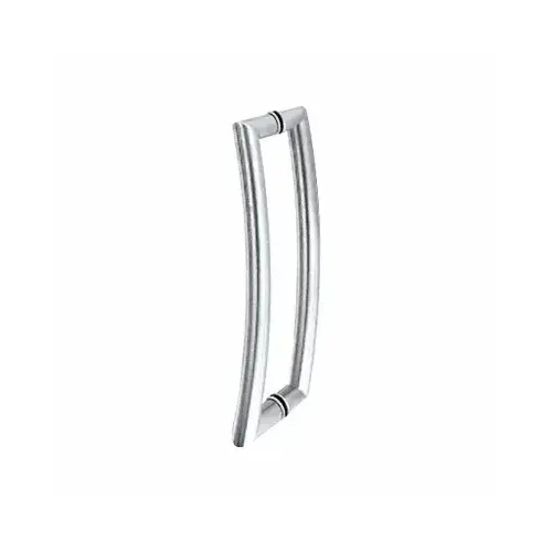 Polished Stainless Glass Mounted Curved Tubular Back-to-Back Pull Handle - 12" (305 mm)