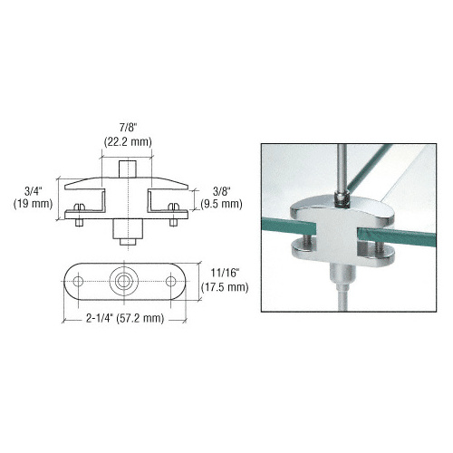 Chrome Plated Two-Way Glass Support for Rod Display System