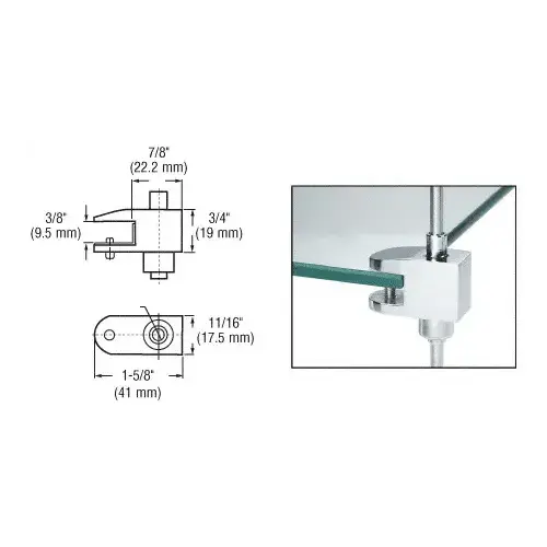 CRL RD4305CH Chrome Plated One-Way Glass Support for Rod Display System