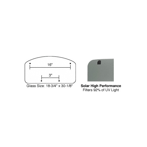 CRL RG370HH /SFC 20 x 32 NewPort Sunroof Dual Contour High Performance Solar Glass with Hardware