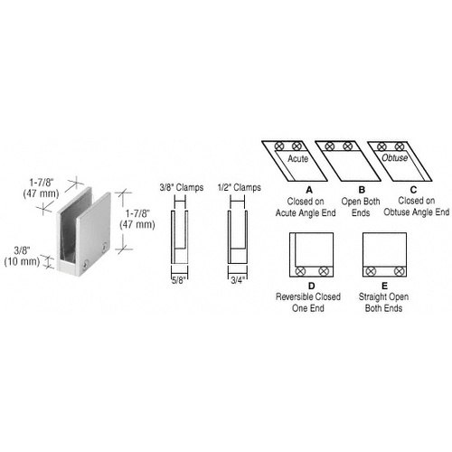 Brushed Nickel 3/8" 90 Degree Straight Open Center Clamps Type 'E' Stair and Walkway Railings