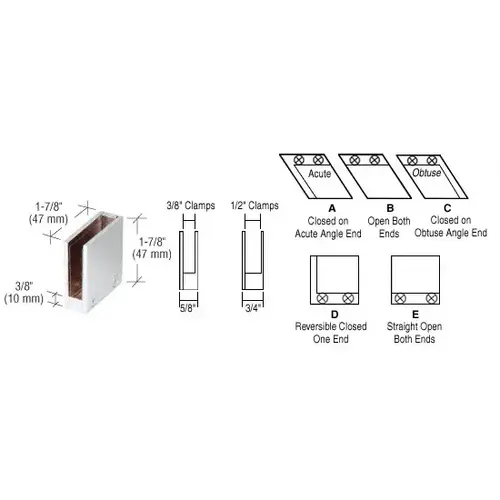 Chrome 3/8" 90 Degree Straight End Clamp Type "D" Stair and Walkway Railings