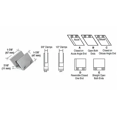 Brushed Nickel 3/8" 52 Degree Slant Open Center Clamp Type "B" Stair and Walkway Railing