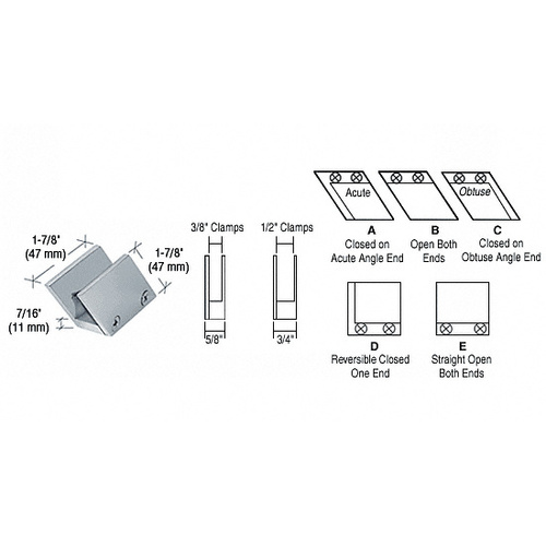 Chrome 3/8" 52 Degree Slant Open Center Clamp Type "B" Stair and Walkway Railing