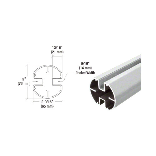 CRL RP194S Silver Metallic AWS 3" Diameter Round 180 Degree Center or End Post - 241"