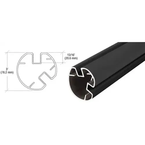 Matte Black AWS 3" Diameter Round 135 Degree Post Only - 72"