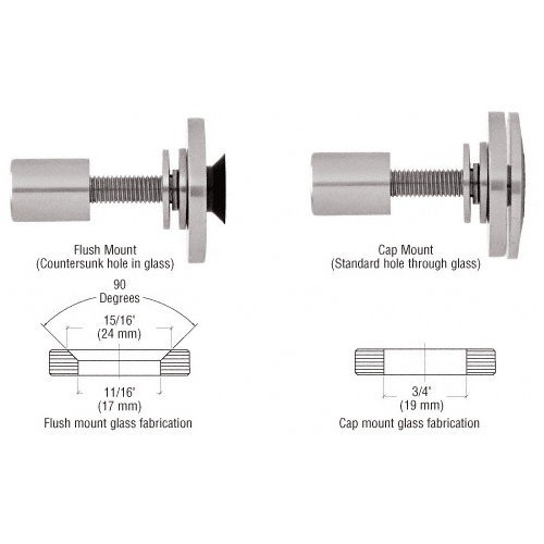 CRL RRF10BS 316 Brushed Stainless Steel Rigid Combination Fastener for 3/8" to 1/2" Tempered Glass