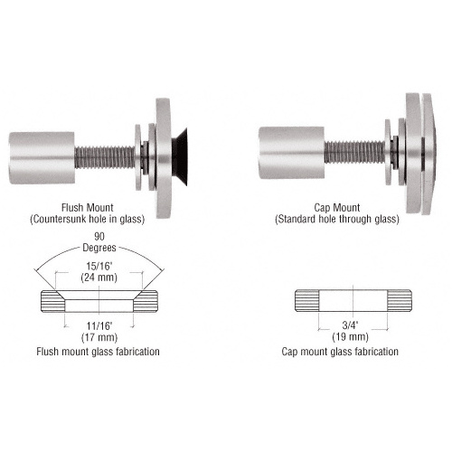 CRL RRF10PS 316 Polished Stainless Steel Rigid Combination Fastener for 3/8" to 1/2" Tempered Glass