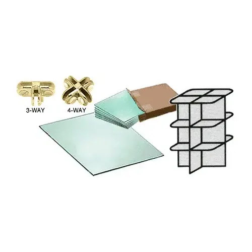 CRL RS1BR RS1 12 Section Radius Corner Tempered Glass Displayer with Brass Connectors