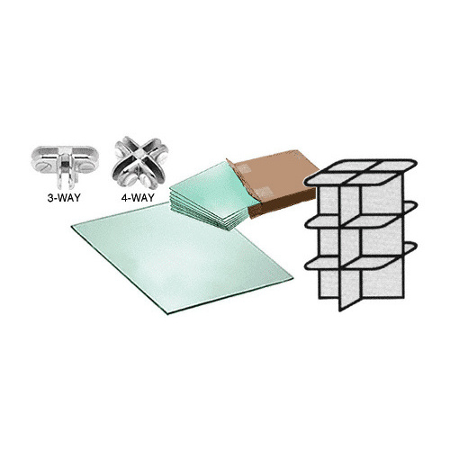 RS1 12 Section Radius Corner Tempered Glass Displayer with Chrome Connectors