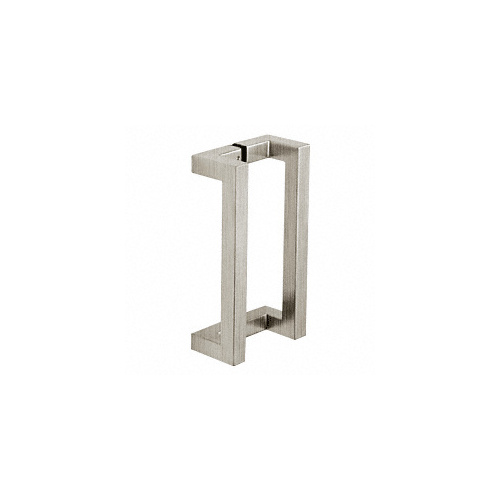 Brushed Stainless 24" Glass Mounted Offset Square Back-to-Back Pull Handle