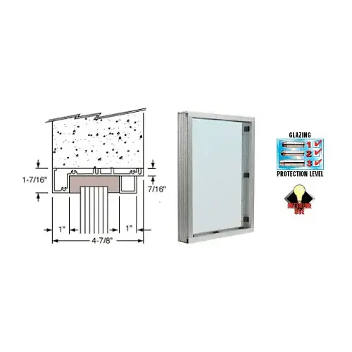 CRL S1V1A Satin Anodized Aluminum Standard Inset Frame Interior Glazed Vision Window