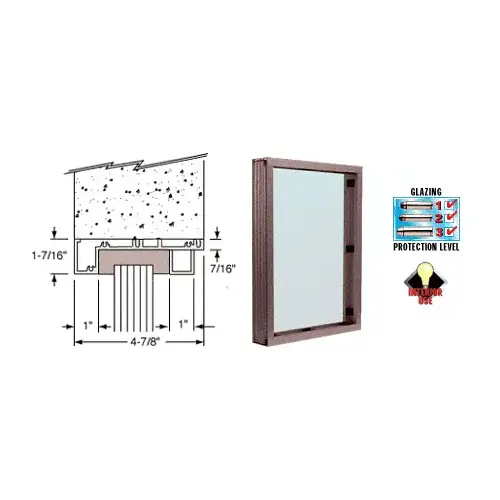 Duranodic Bronze Aluminum Standard Inset Frame Interior Glazed Vision Window