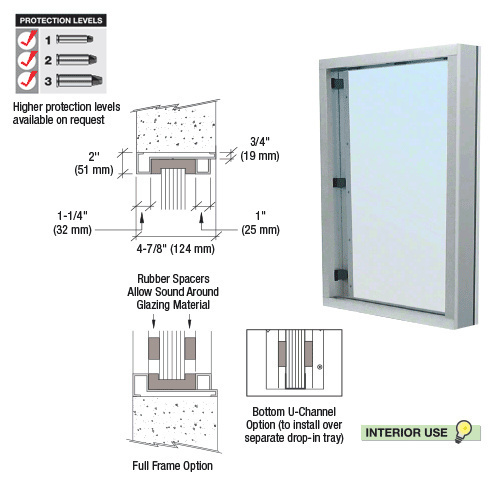 Brushed Stainless Steel Frame Interior Glazed Vision Window