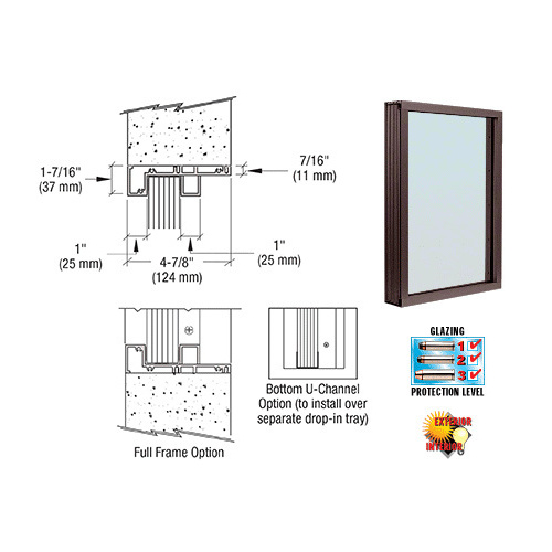 Duranodic Bronze Aluminum Standard Inset Frame Exterior Glazed Vision Window