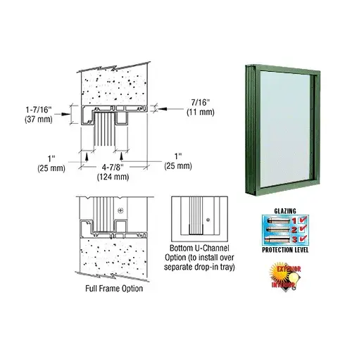 CRL S1VEK Custom KYNAR Painted (Specify) Aluminum Standard Inset Frame Exterior Glazed Vision Window