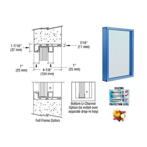 Custom Powder Painted (Specify) Aluminum Standard Inset Frame Exterior Glazed Vision Window