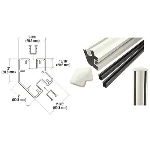 Oyster White 72" Long 2" x 2-3/8" Rectangular 135 Degree Post Kit