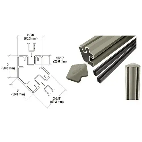 Beige Gray 72" Long 2" x 2-3/8" Rectangular 135 Degree Post Kit