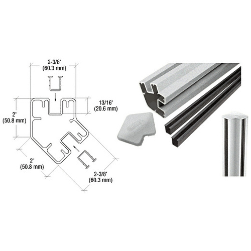 Silver Metallic 60" Long 2" x 2-3/8" Rectangular 135 Degree Post Kit