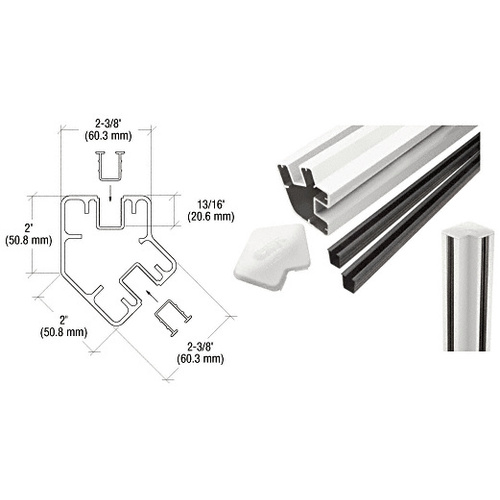 Sky White AWS 48" Long 2" x 2-3/8" Rectangular 135 Degree Post Kit